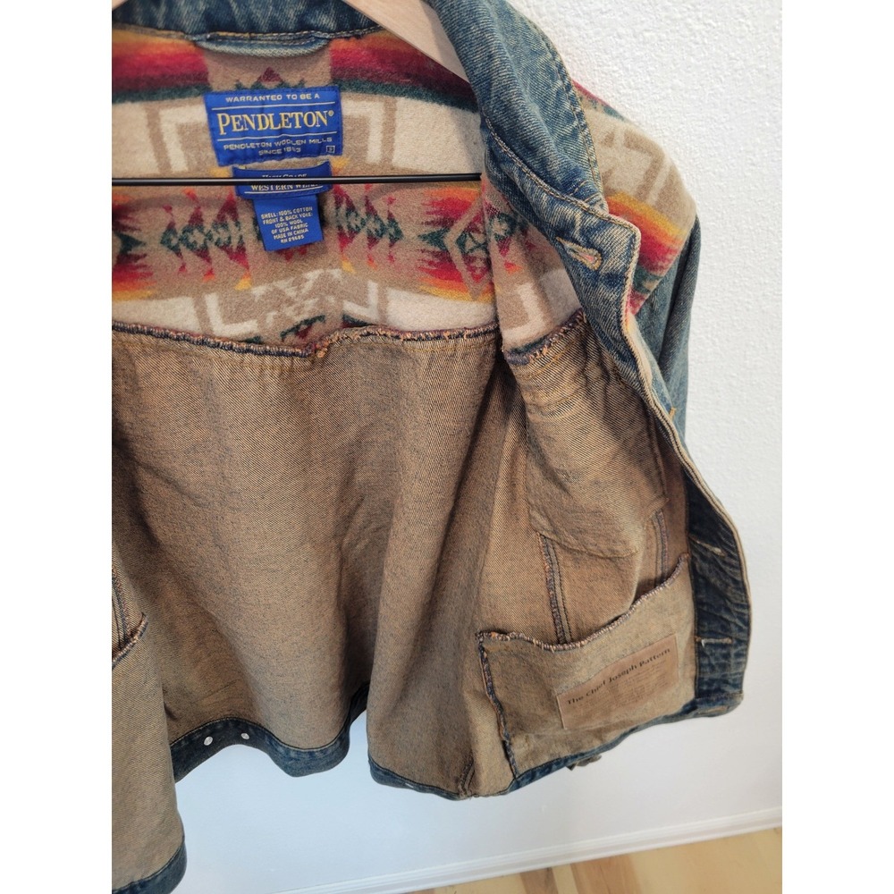 Pendleton High Grade Western Wear Denim Jacket Chief Joseph Wool Yoke Men's S - Picture 13 of 16